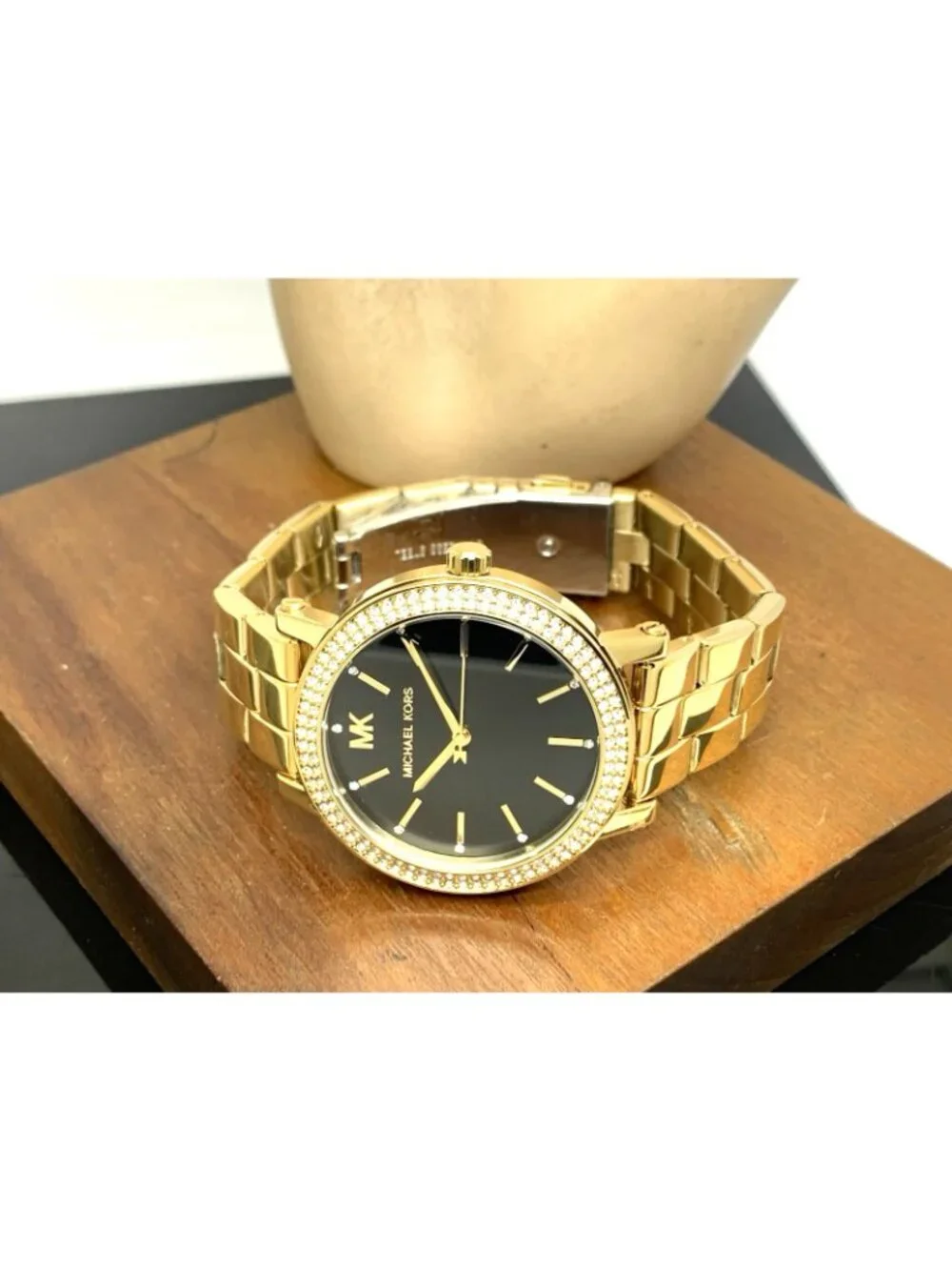 Michael Kors Women's Watch MK7547 Corey Quartz Black Dial Gold Tone Steel 38mm